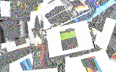 heavily glitched digital media with rainbow and grayscale radial effects with some reminiscent traces of photographs and texts